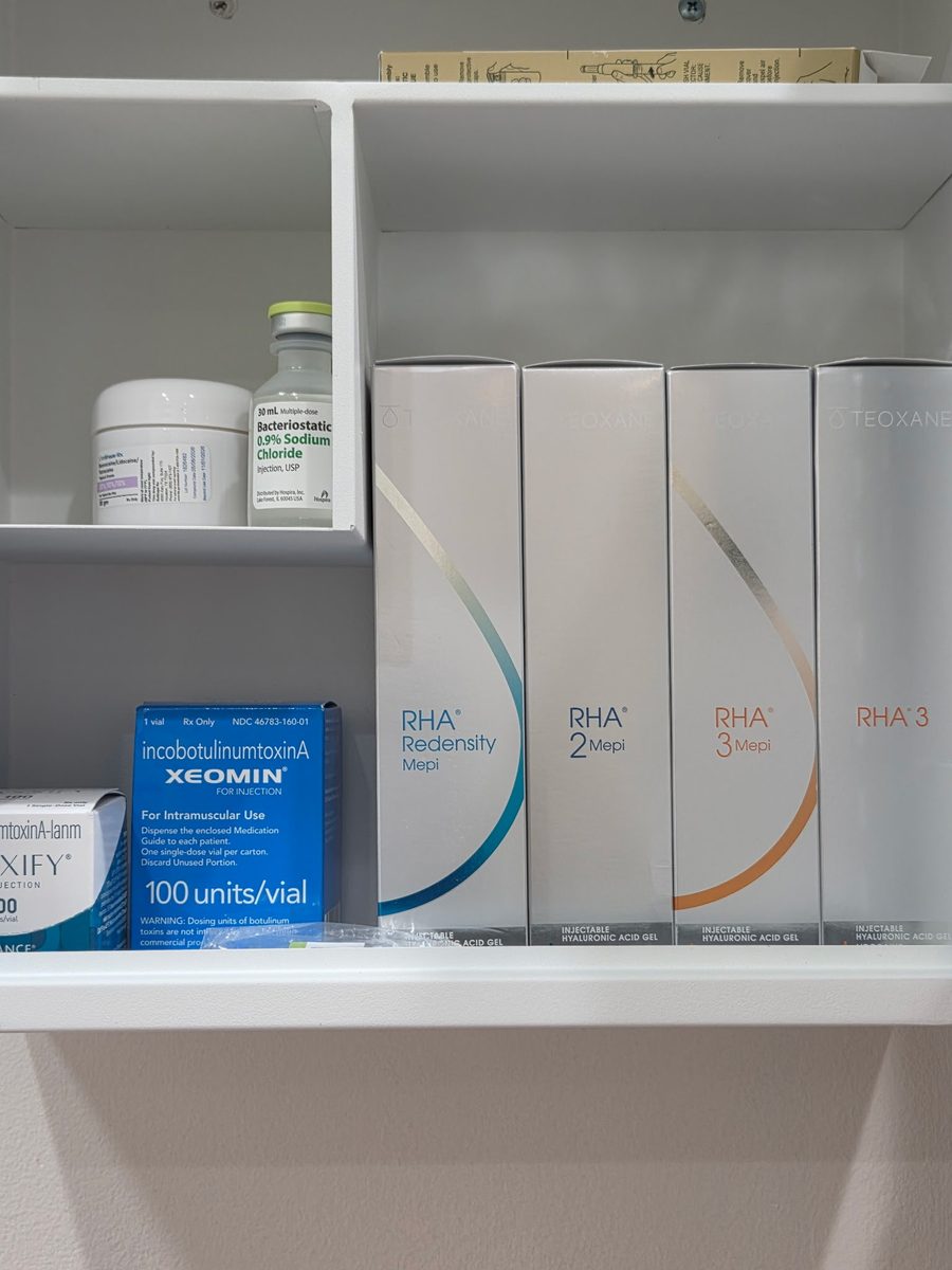 Neurotoxin and filler stock in a clinic cabinet